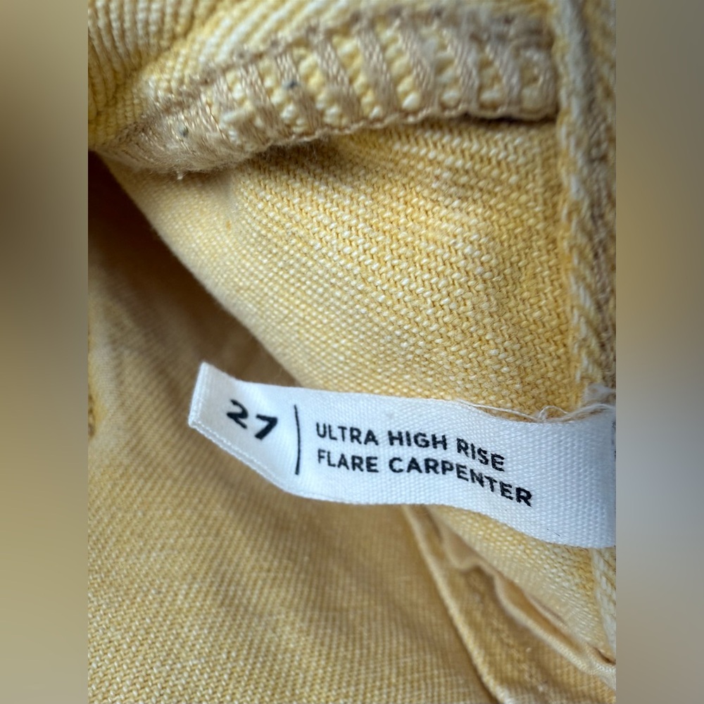 PacSun Yellow Ultra High Rise Flare Carpenter Jeans Size 27 Raw Hem EUC - Picture 6 of 7